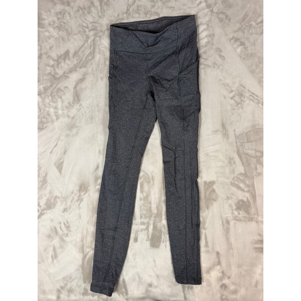 Lululemon Speed Up Tight Grey Herringbone Knit Leggings Size 4 Pockets